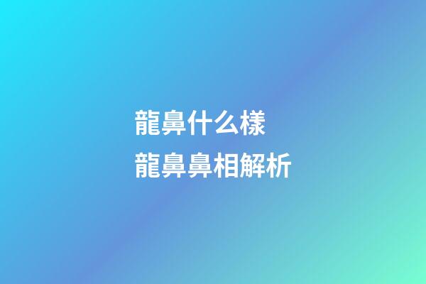 龍鼻什么樣 龍鼻鼻相解析